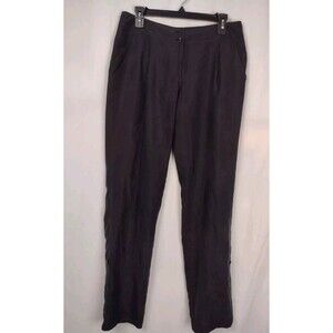Trouve Womens 100% Silk Black Trouser Pant Roll Up Option Size 6 Casual or Dress